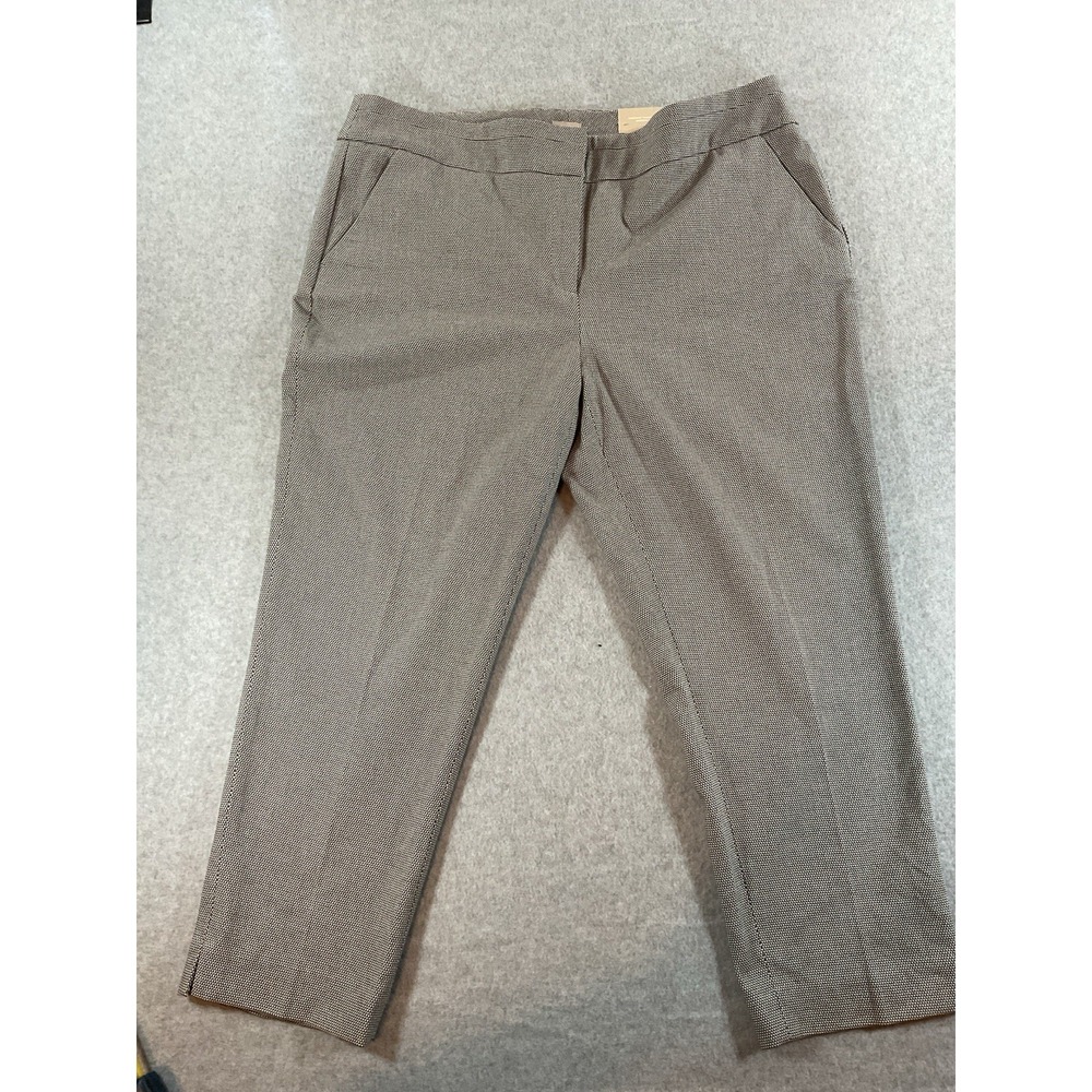 Chico's So Slimming Houndstooth Ankle Pants Black White Straight‎ Flat Front 295